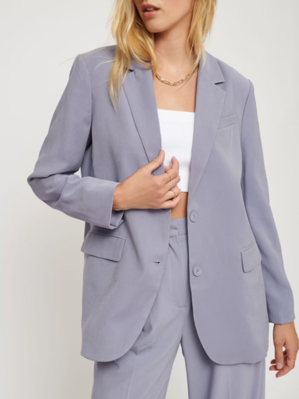 Dynamite Oversized Boyfriend Blazer Silver Bullet Lavender - Size Small